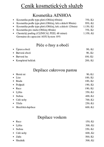 Ceník 2019