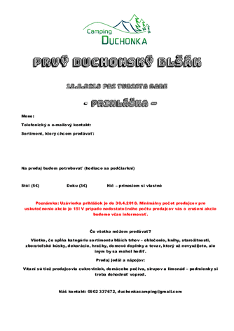 blšák prihláška
