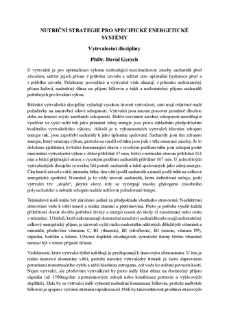 Nutriční strategie pro vytrvalostní disciplíny