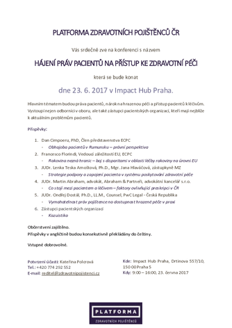 Pozvanka konference PZP ČR