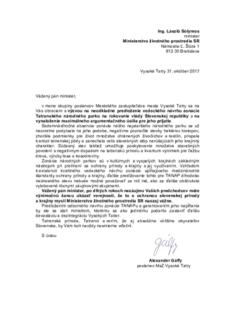 Otvorený list Zonácia TANAPu
